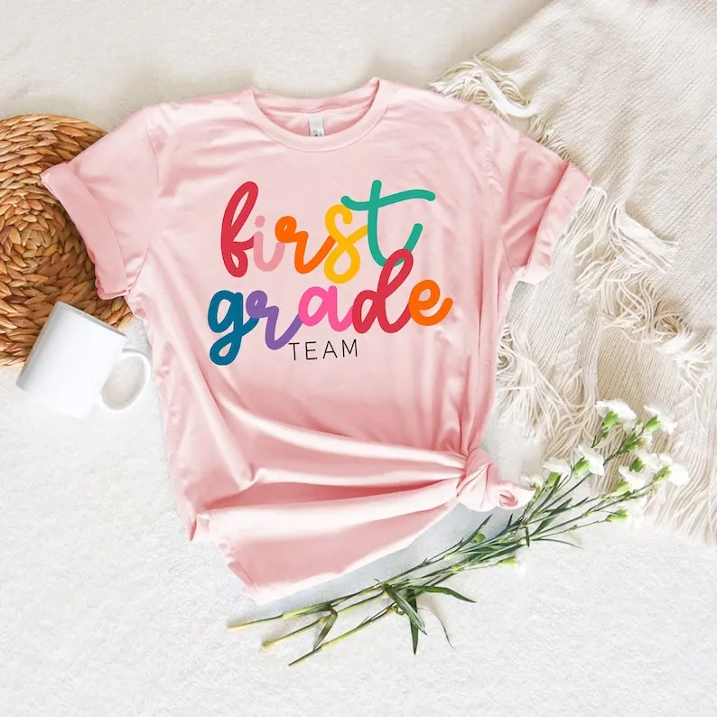 

First Grade Team Shirt, First Grade Back To School First Day Of School Shirt Short Sleeve Top Tees Streetwear Harajuku goth y2k
