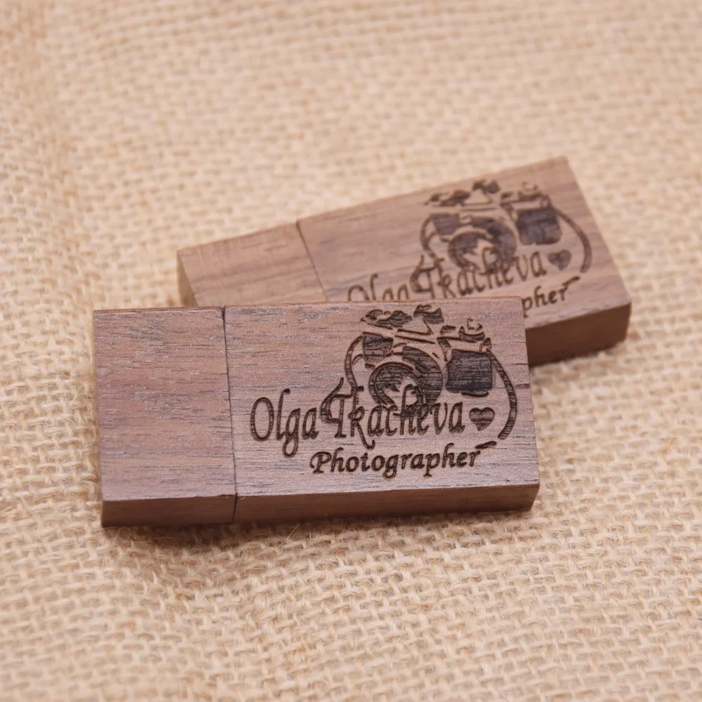 Clé USB 2.0 en bois avec photographie gratuite, coffret cadeau avec LOGO client, 8G, 16 go, 32 go, 64 go, pour cadeaux de mariage, 10 pièces