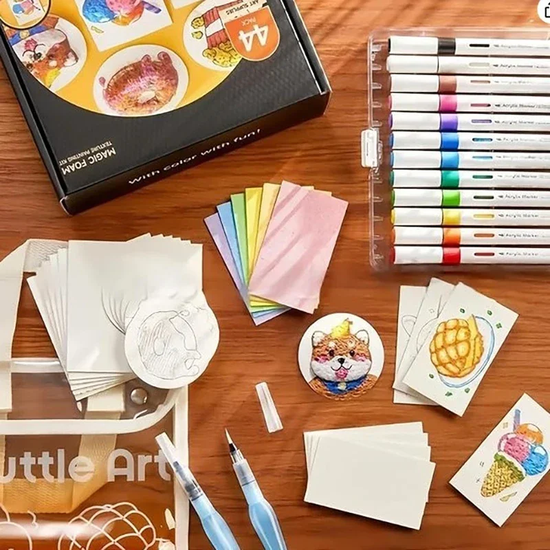 

Набор для рисования Magic Texture Painting с 10 листами пенопластовой бумаги, 12 маркерами и пузырьковыми ручками для творчества и рукоделия