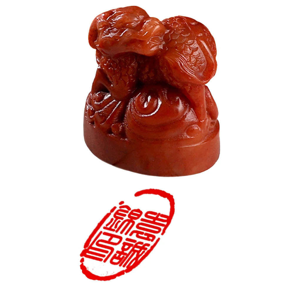 Carimbo Oval de Pedra Shoushan Vermelha para Nome Personalizado, Caligrafia, Pintura e Assinatura, com caracteres Chinês, Inglês, Japonês e Coreano