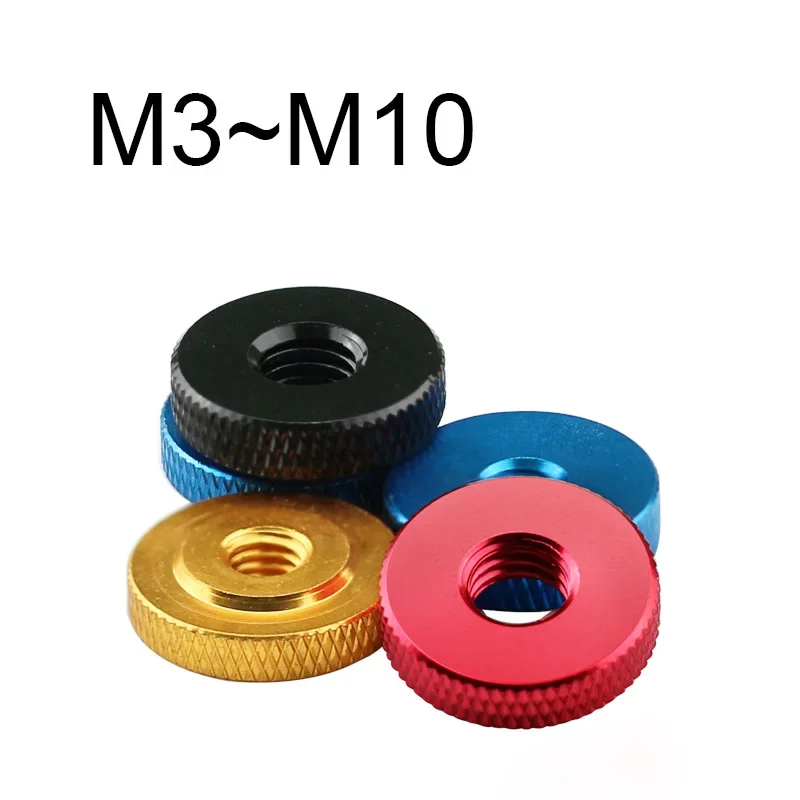 1/2Pcs Colourful Small Step Knurled Thumb Hand Nut M3 M4 M5 M6 M8 M10 Aluminum Alloy Anodized Thin Nuts