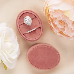 Single Double Ring Oval Velvet Ring Box Engagement Marriage Proposal Confession Wedding Ring Box