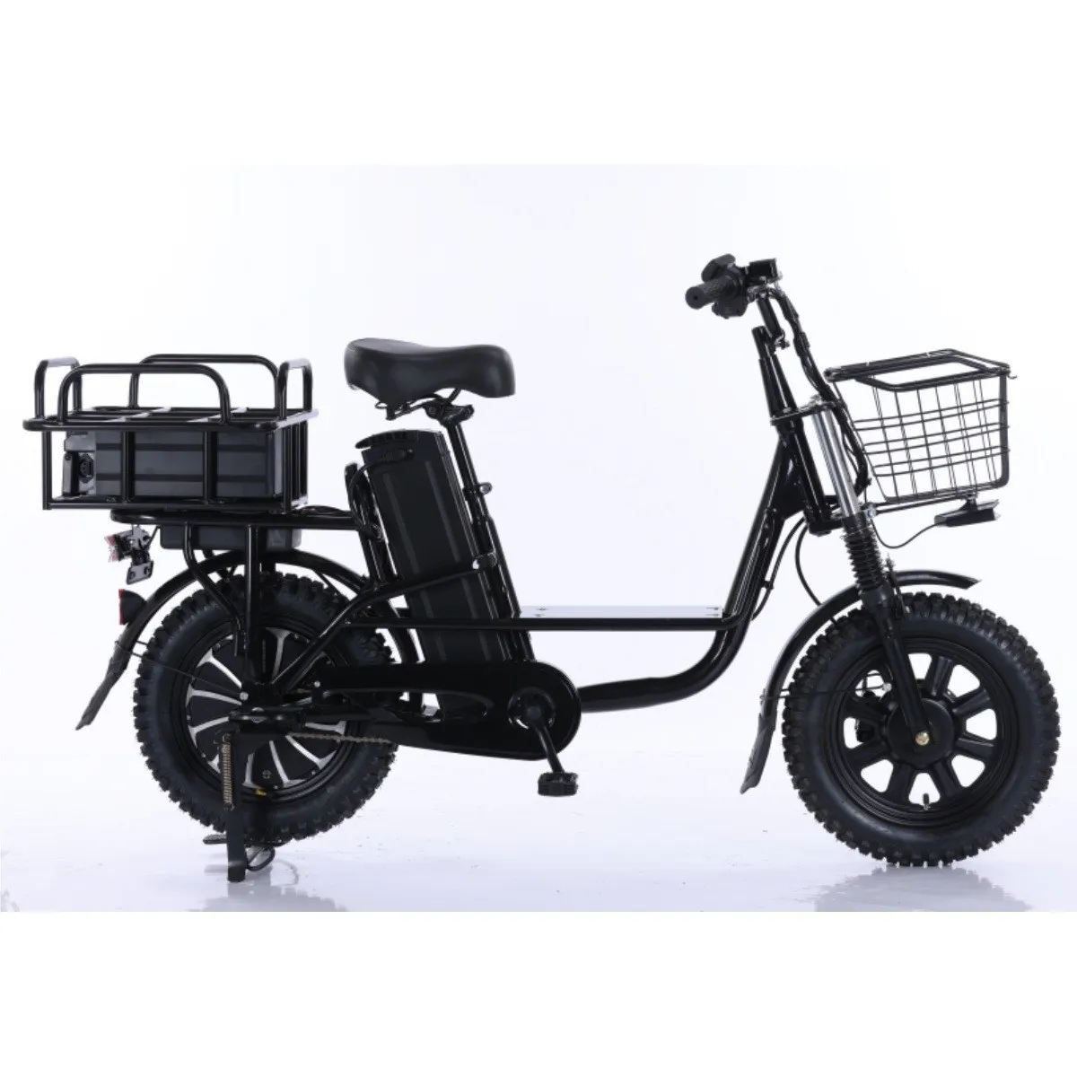 Black 16 Inch 1000W 48V 30Ah Electric Scooter High Speed Motorcycle Street Legal Lean 40mph Max Range 60+ Miles per Charge