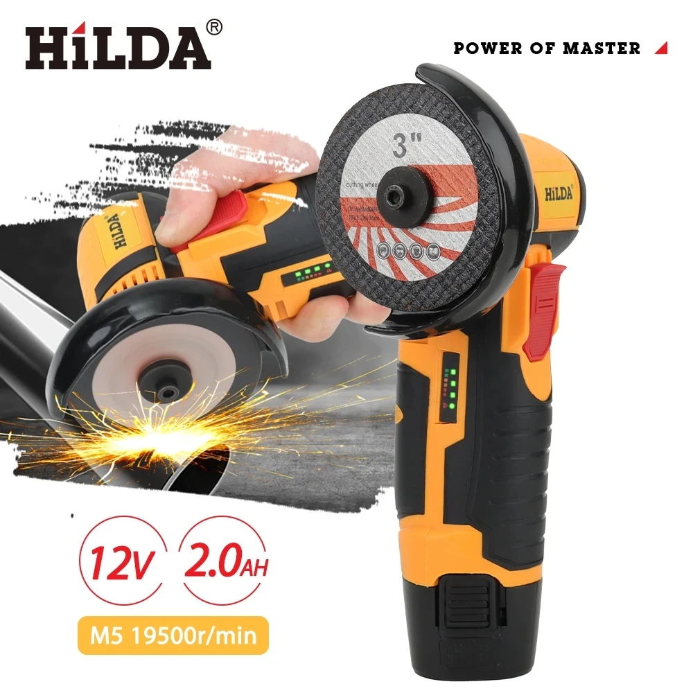 HILDA 12 V Mini 3 Inç Fırçasız Elektrikli Açı Öğütücü Mikro Lityum-iyon Parlatıcı Elmas Kesme Ve Taşlama Makinesi Erkekler Hediye