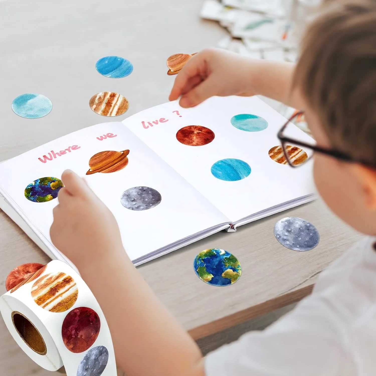 100-500pcs Children Reward Stickers Space Planet Label School Teacher Reward Student Scrapbooking Stationery Diaries Sticker