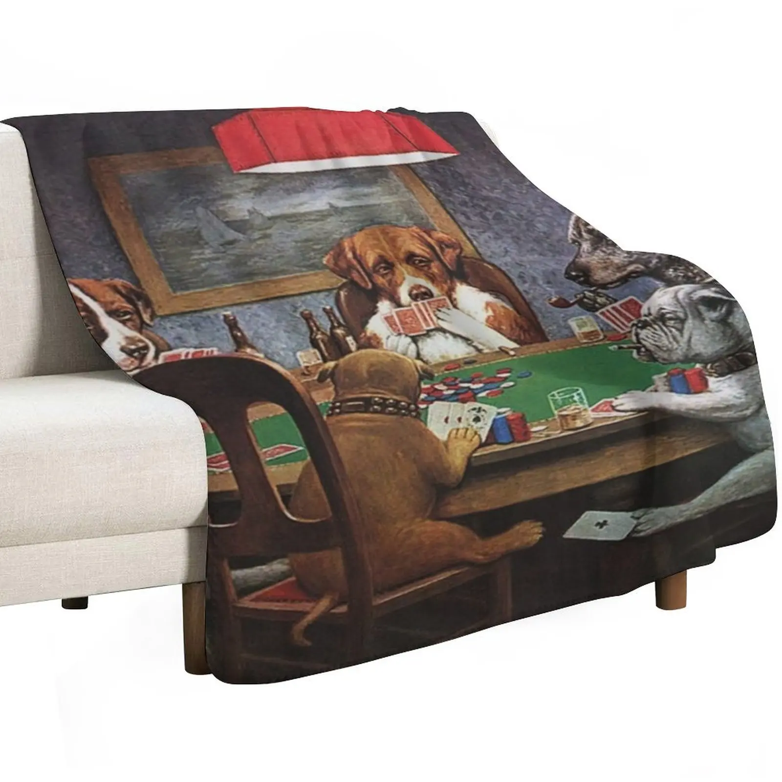 Dogs Playing Poker: A Friend In Need (High Resolution), C.M. Coolidge Throw Blanket cosplay anime Cute Plaid Hair Blankets