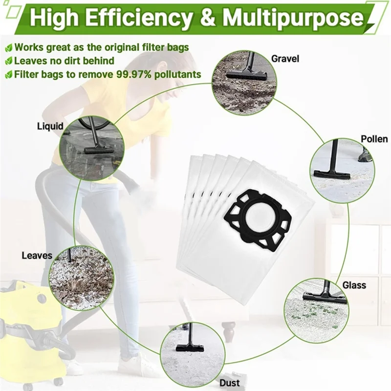 أكياس تصفية بديلة A24P لـ Karcher WD2 Plus WD3 Wd3s KFI 357 SE4001 SE4002 KA 40 مكنسة كهربائية 2.863-314.0