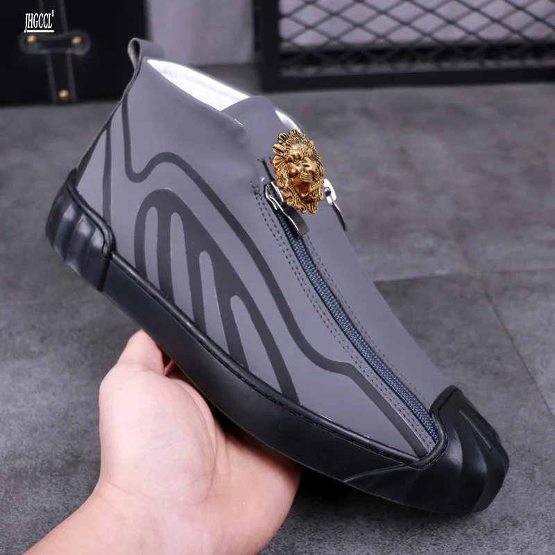 

New men's high top plate shoes breathable zipper men's sportswear shoes New cotton thermal boots A3