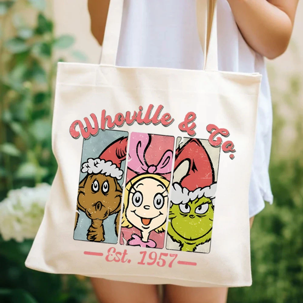 Retro Weihnachten Damen Handtaschen Trendige Weihnachten Damen Handtasche Whovillee University Weihnachten Sublimation Design Damen Einkaufstasche