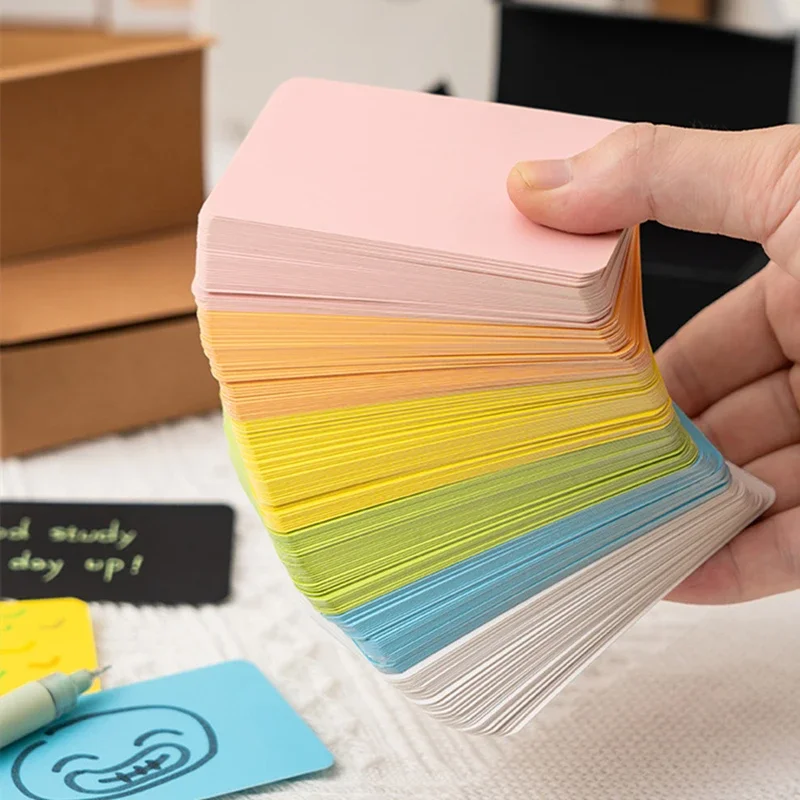 100pcs Retro Double Sided Blank Kraft Paper Card Word Card Note Message Card DIY Color Postcard Gift Greeting Invitation Card