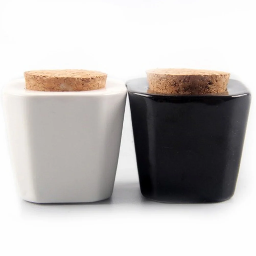 2 個ネイルアートカップミニセラミック容器アクリル液体パウダーマニキュア黒白耐久性のあるネイルサロンツール
