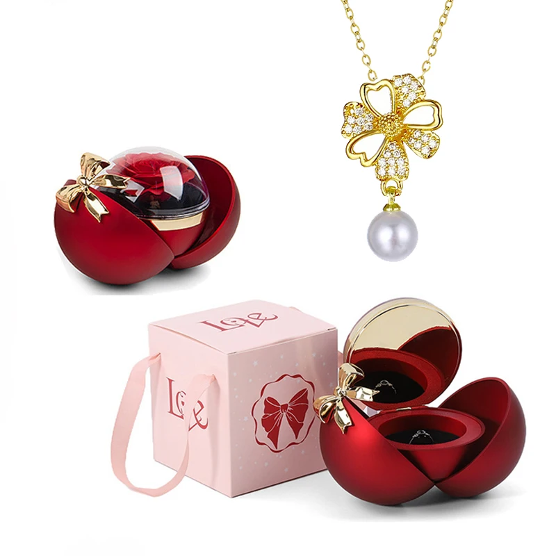 

I Love You Copper Necklace Pendan With Bowknot Globular Gift Box Suitable For Girlfriend Birthday And Christmas Mother Day