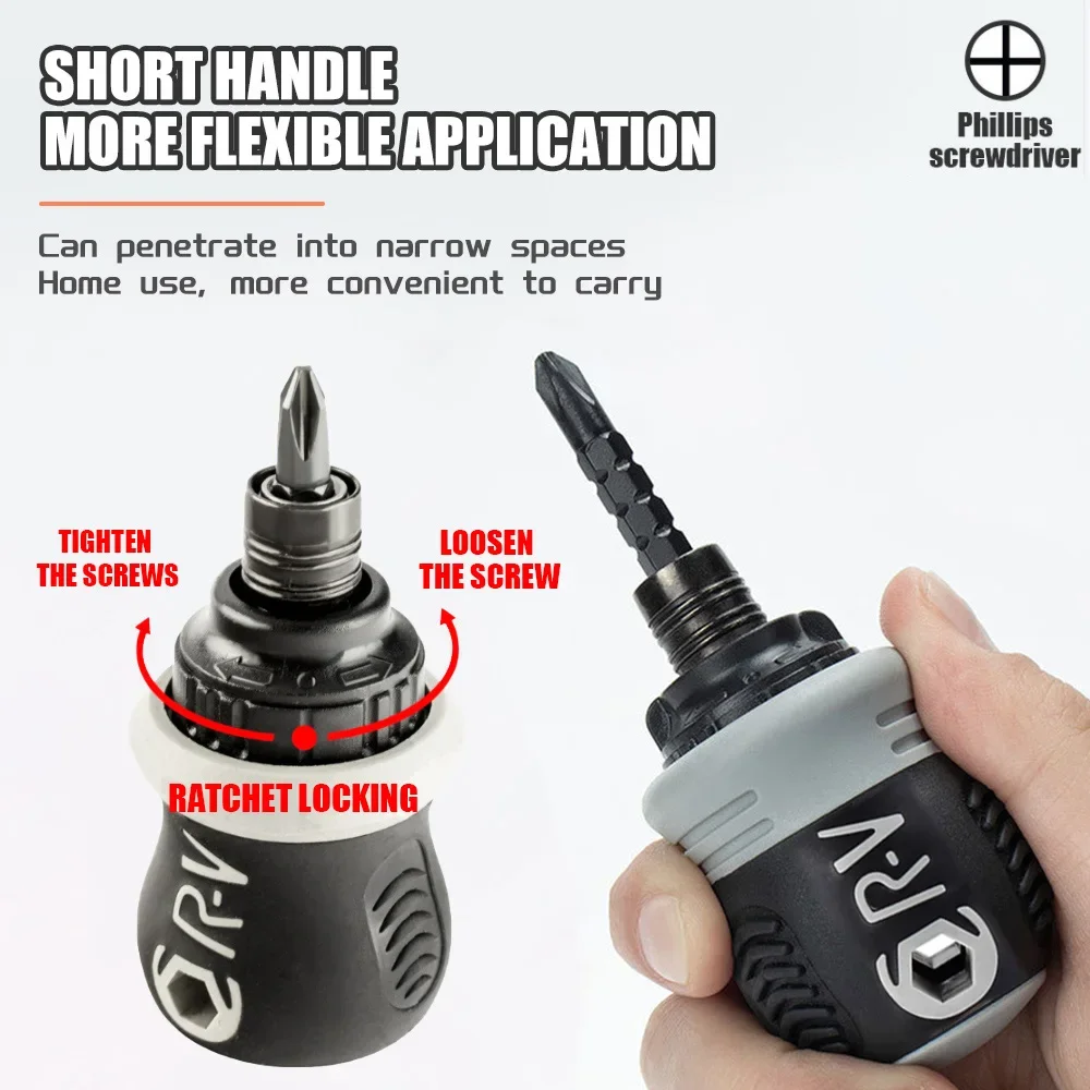 13-in-1 Portable Ratchet Screwdriver Rotary Handle Set Detachable Multi-shaped Short Handle Cross Triangular Head Repair Tool