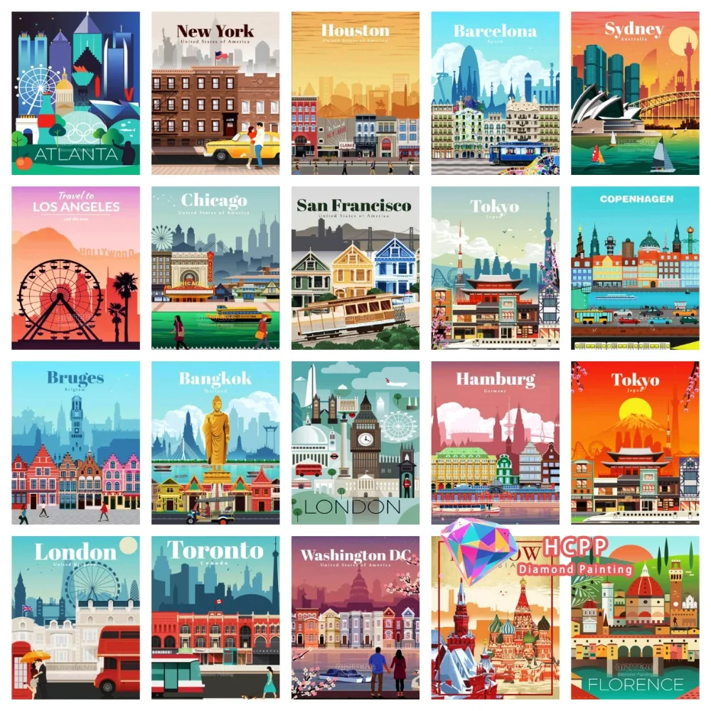 

Набор для алмазной вышивки «Городской пейзаж», квадратные и круглые стразы, 5D, мозаика, ручная работа, для взрослых, уникальный подарок, декор для дома