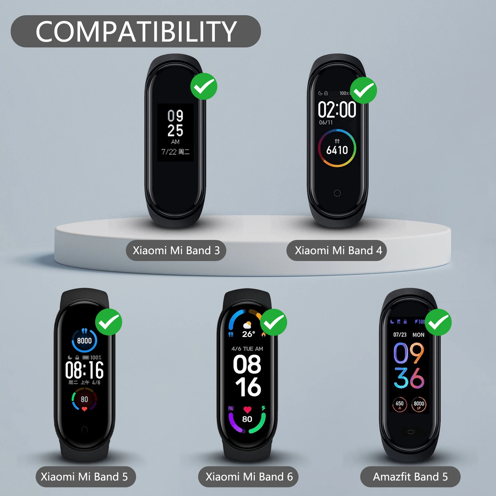 7Pcs/lot Elastic Nylon Strap For Xiaomi Mi Band 6 5 4 3 Band Adjustable Wristband Watchband For Xiaomi Mi Band 3 4 5 6 Strap