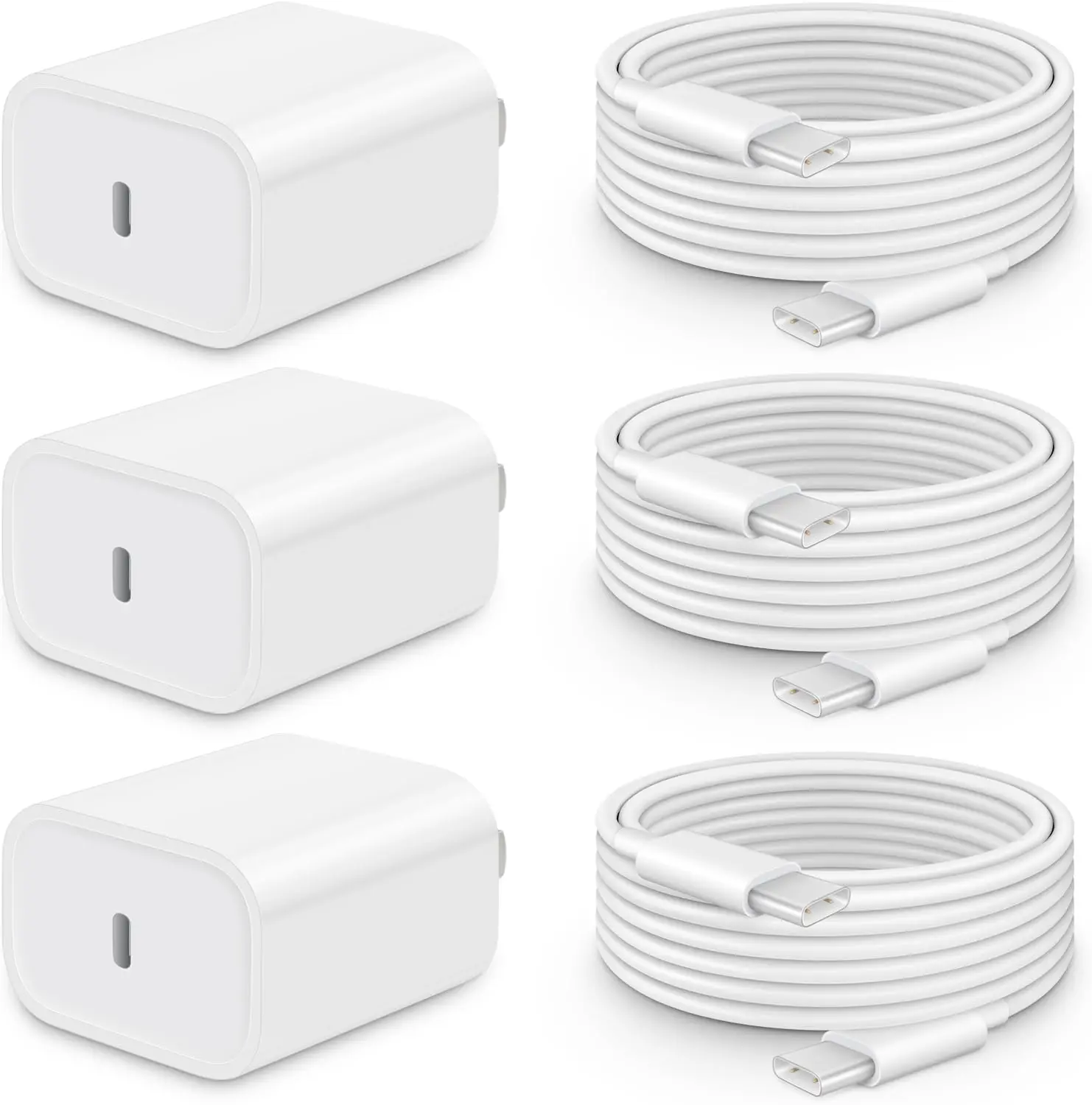 

20W USB C Fast Charger [3-Pack] with 6FT Cable for iPhone 17/16/15, iPad Pro/Air/Mini & More