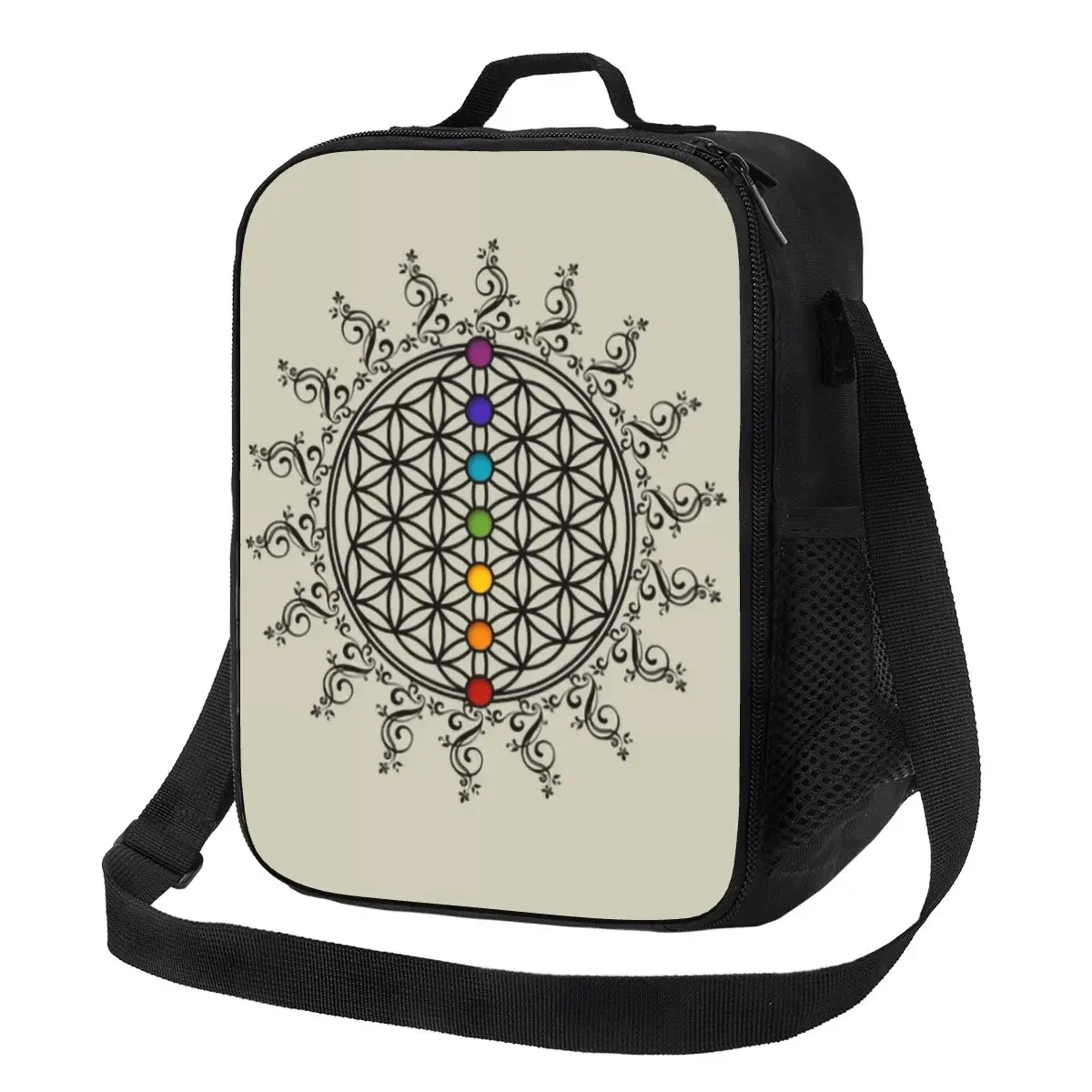 

Custom Flower Of Life Chakra Lunch Bag Men Women Thermal Cooler Insulated Lunch Boxes for Adult Office