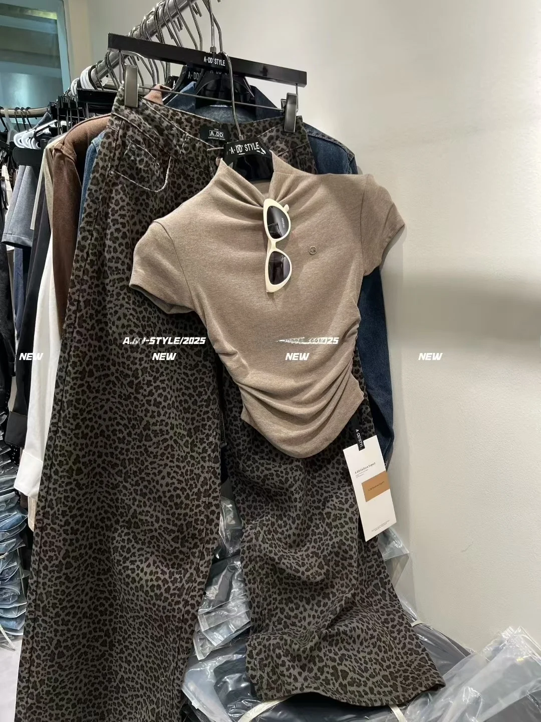 Taille haute imprimé léopard pantalons décontractés femmes Faion rétro Sle jambe droite coupe ample pantalon pour dames automne 2025