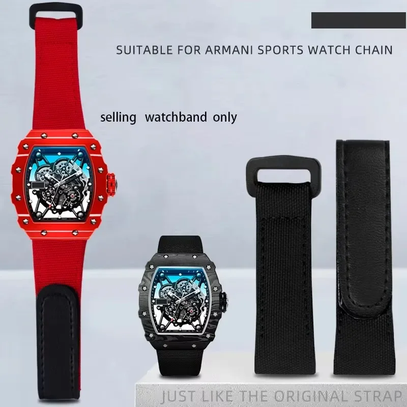 

Nylon Watch Band For Richard mille RM011 RM3502 RM056 7750 Genuine leather canvas Watch bracelet 27MM Wrisband Men's Watch strap