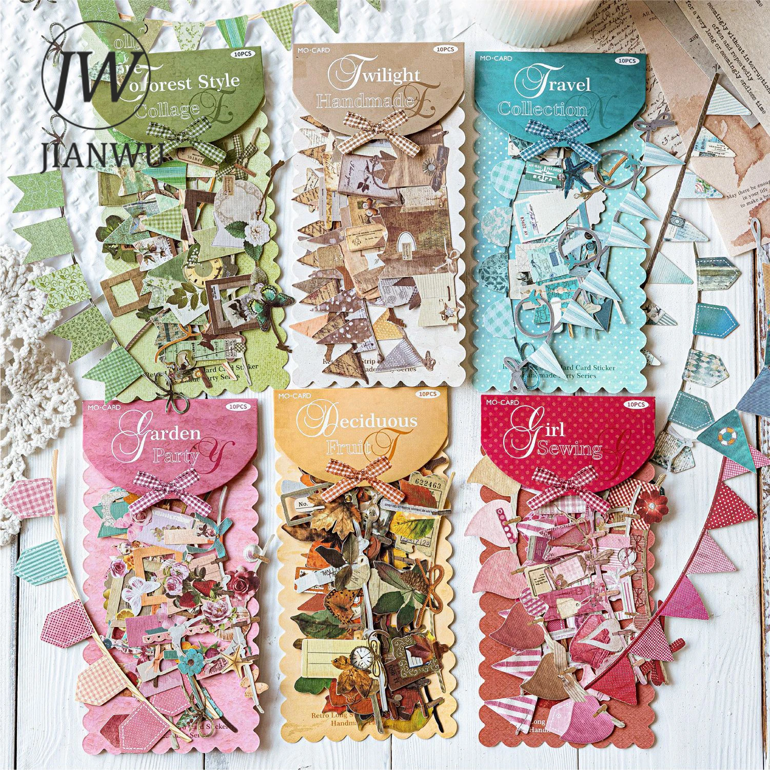 JIANWU سلسلة الحفلات اليدوية مهرجان عتيق مواد المناظر الطبيعية المجوفة ملصق القصاصات مجلة القرطاسية الإبداعية