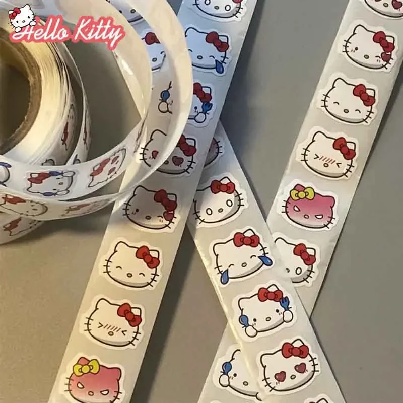 Pegatinas redondas de gato de Hello Kitty para niños, juguete bonito de dibujos animados, suministros de pegatinas de recompensa para profesores,