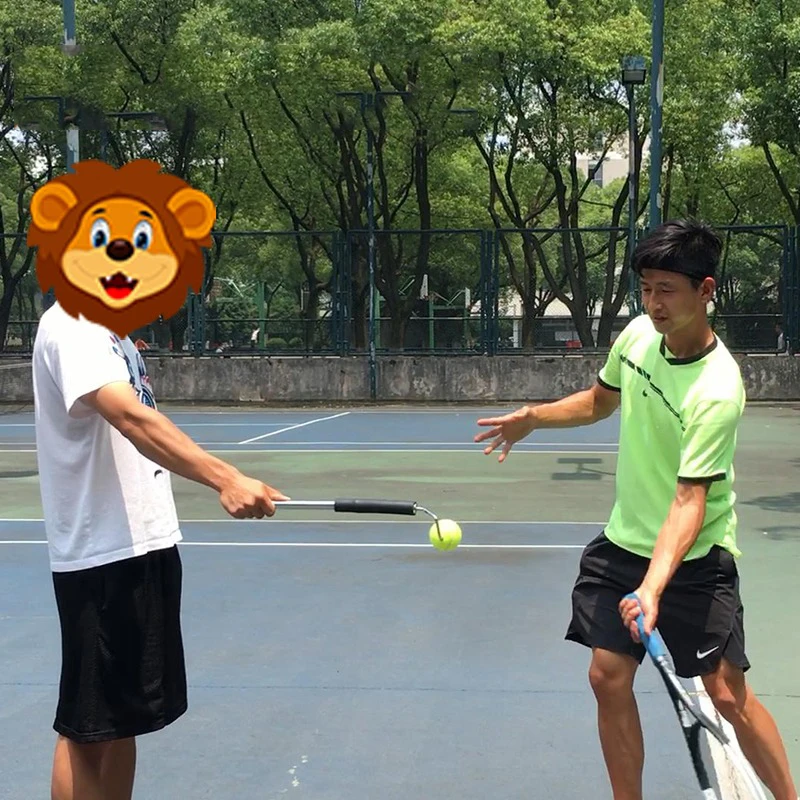 Portable rotating tennis training device forehand and backhand swing practice device volley cutting serve