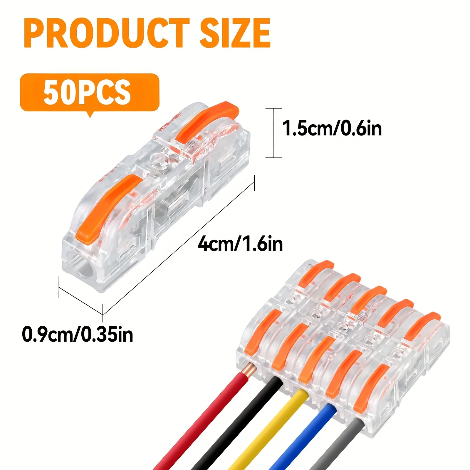 34/50/100 Pieces of Transparent Quick-Lever Wire Connectors, Push-In Universal Compact Junction Boxes, Household Electrical Connectors, Terminal Blocks