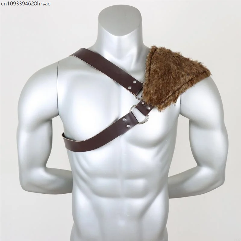 49MF пушистый кожаный наплечник нагрудный ремень средневековый костюм для мужчин Хэллоуин
