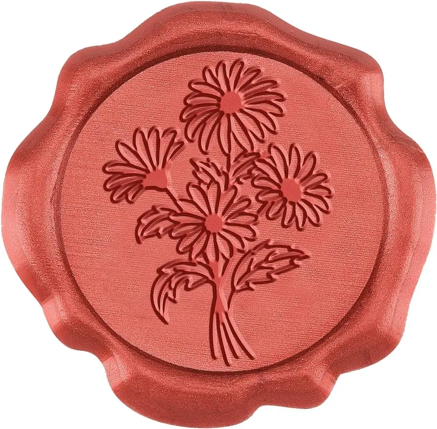 

50pcs Red Wax Seal Stickers Daisy Self Adhesive Wax Seal Stamp Stickers Flower Envelope Wax Stickers for Wedding Invitation