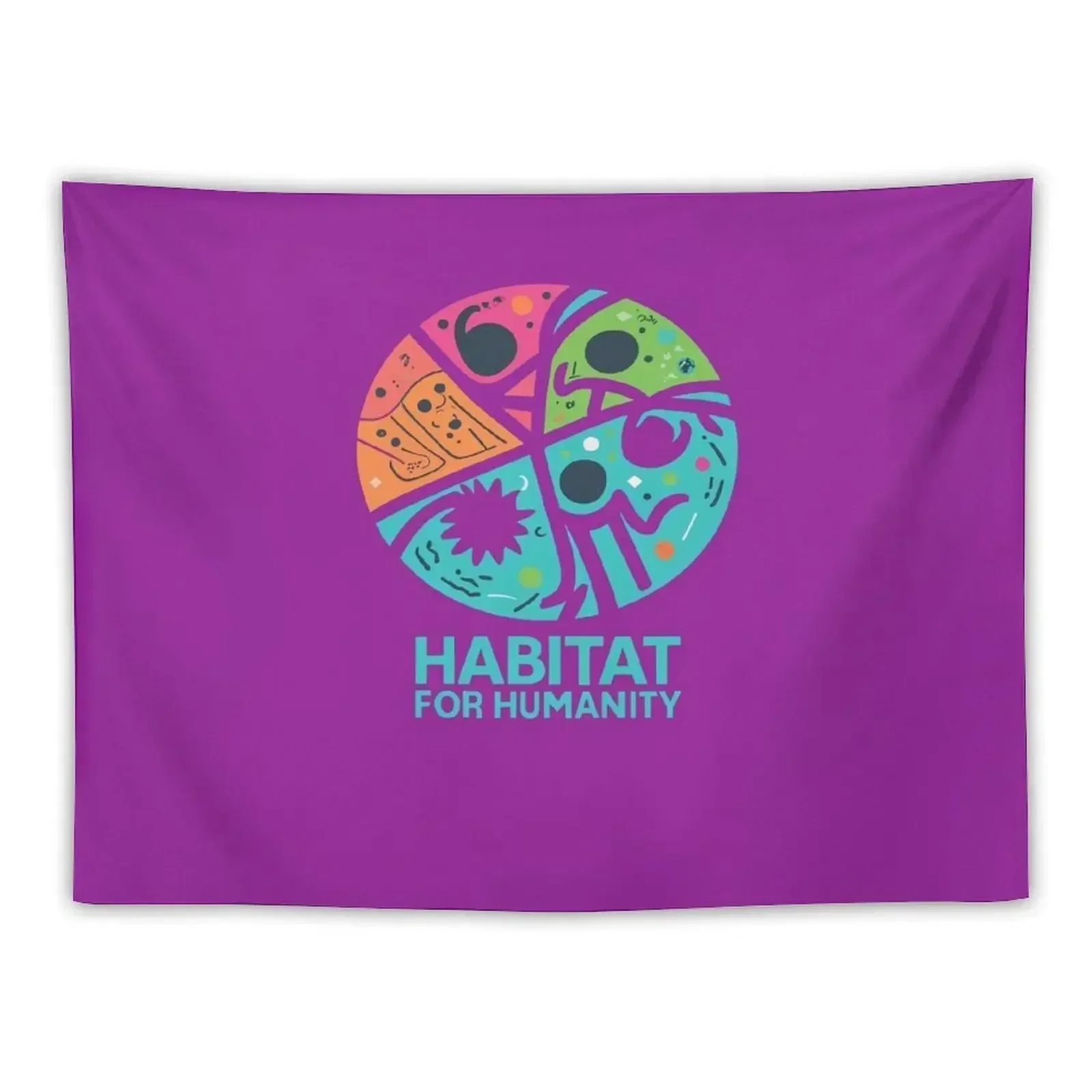

Habitat for humanity, Volunteer's Delight, Retro Humanity Design, motivational gift Tapestry Aesthetic Room Decorations Tapestry
