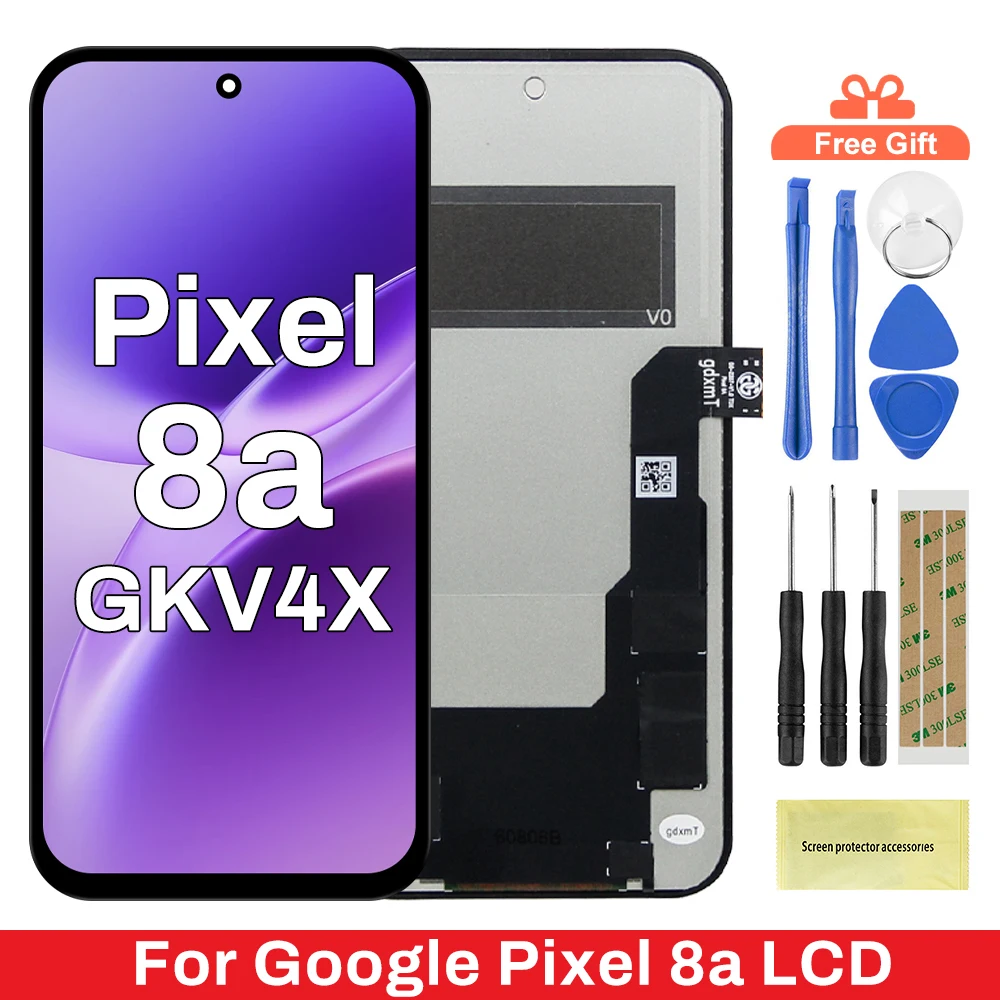 For Google Pixel 8A LCD Display Touch Screen Digitizer Assembly Replacement For Google Pixel 8A Screen GKV4X G6GPR G8HHN