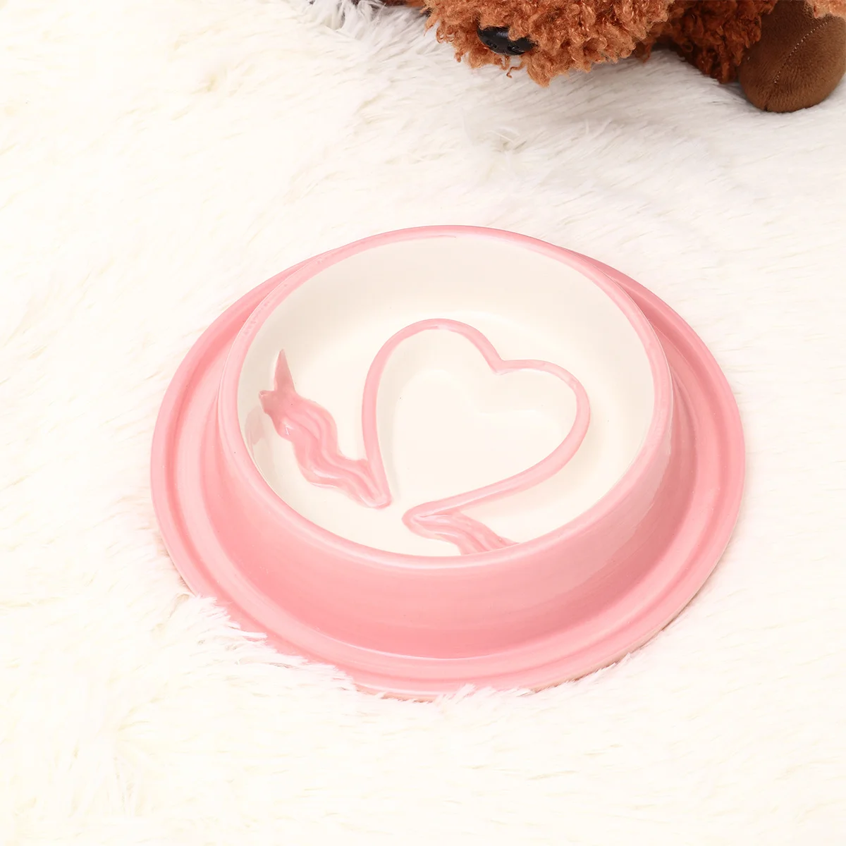 

Ceramic Heart Style Round Pet Dog Bowl Pink Thickened Slow Feeder Stable Non-Slip Food Water Container Feeding Supplies