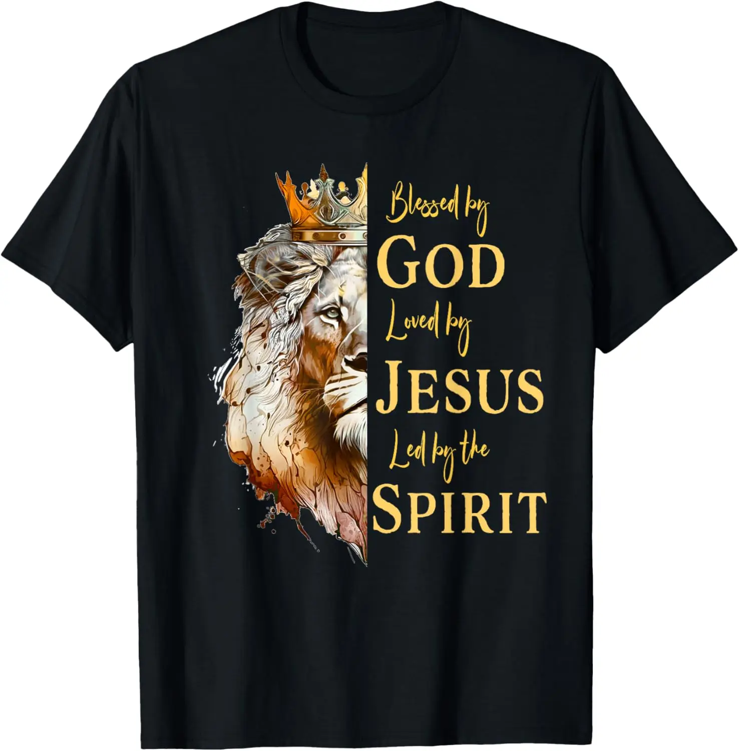

Blessed By God - Loved By Jesus, Lion T-Shirt