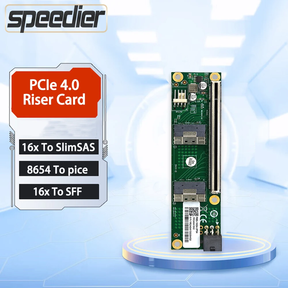 Extension PCIe 4.0 16x To SlimSAS 8654 SFF-8654 Riser Card, Baseplate Adapter Backplane Discrete Graphics Card, External
