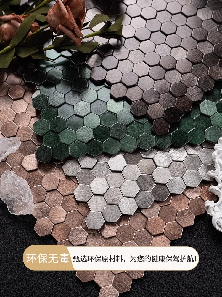 

Hexagonal Self Adhesive Mosaic Tile, 3D Wall Tile for Living Room, Kitchen, Bathroom Background, Small Partic Wall