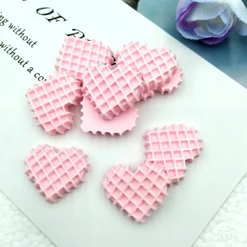 10 قطعة/الوحدة الغذاء كابوشون راتينج لطيف على شكل قلب البسكويت ظهر مسطح لسكرابوكينغ الحرفية الزينة المحمول الديكور