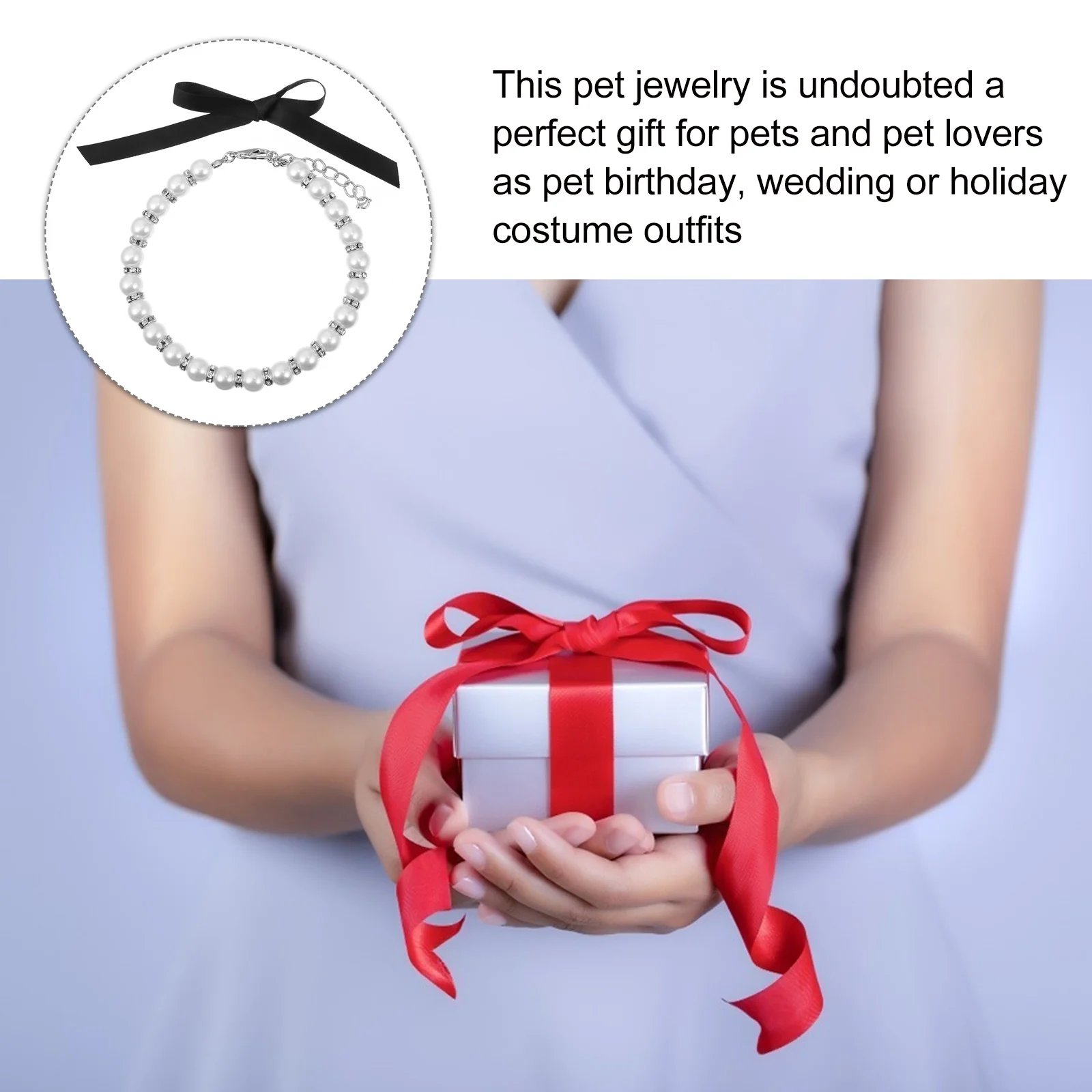 

1Set Adjustable Jewelry Clasp Pet Collar Pearl Studded Ribbon Bow Dog Pearls Necklace Cat Wedding Pearls Collar