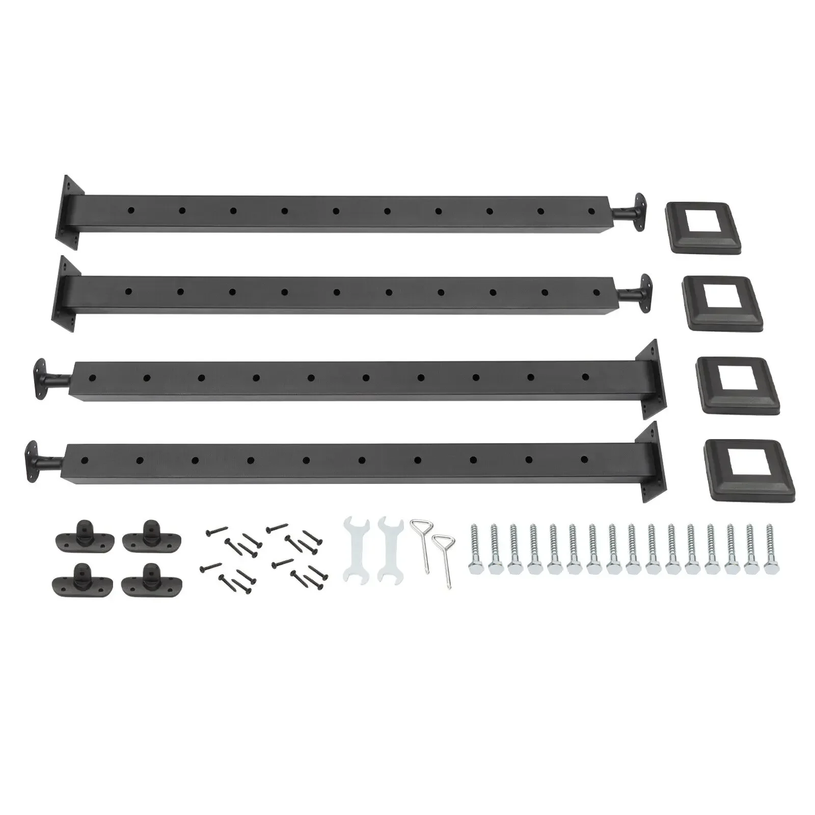 4pcs Stainless Steel Cable Railing Posts W/8 Top Holder Brackets 36"x2"x2" Black Finish Rust-Proof&Waterproof Deck Railing