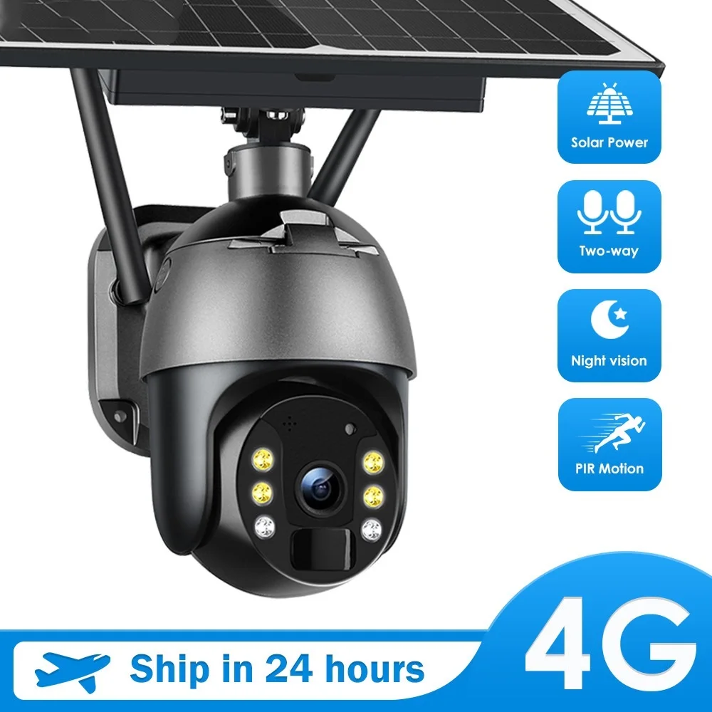 

Top 4G Solar IP WiFi 1080P CCTV Video Wireless Surveillance Camera Outdoor PTZ Battery Security Protection Waterproof Color