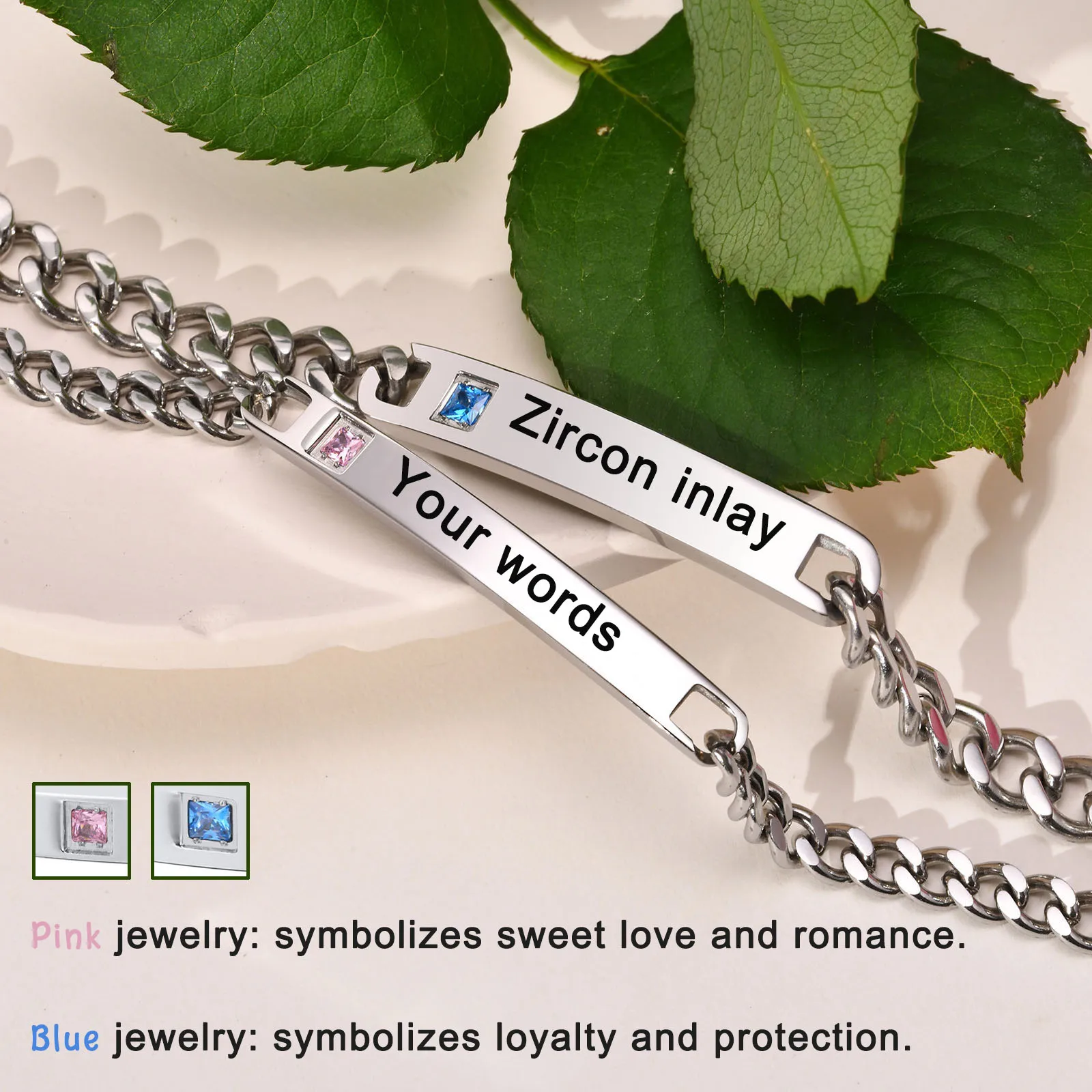 

Custom Couple Bracelets with Square Zircon, Eternal Love Special Meaning Jewelry for Lovers—Ideal for Valentine & Anniversaries