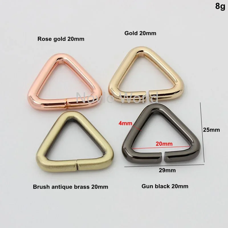 10-50pcs 6 colors 20/25/32/38mm metal open triangle ring for bags parts,alloy hardware round edge d rings,free drop shipping