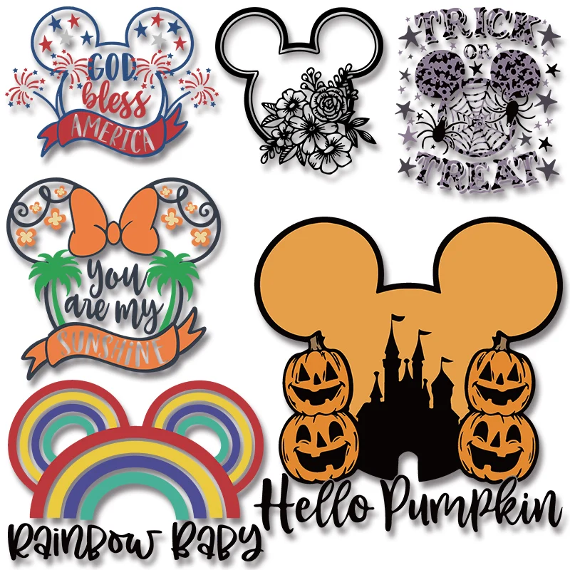 

Pumpkin Flower Bow Mickey Mouse Avatar Simple Letters Character Patch for Clothing Stickers Printed Decoration Washable