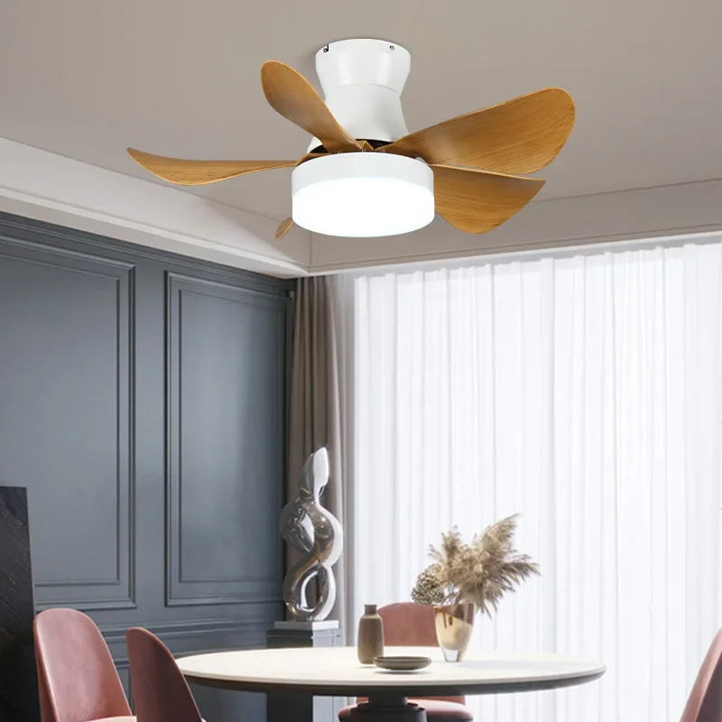 Low Floor Loft Small Bedroom Ceiling Fan With Light Remote Control Modern Nordic Restaurant LED Fan Lamp DC Motor Decorative Fan