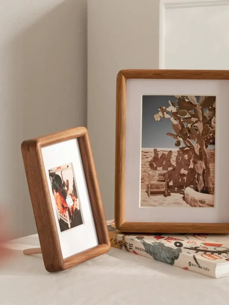 Walnut Solid Wood Corner Photo Frame Tabletop and Wall Mount Frame for 7 8 Inch Photos Elegant Picture Display Frame Home Decor