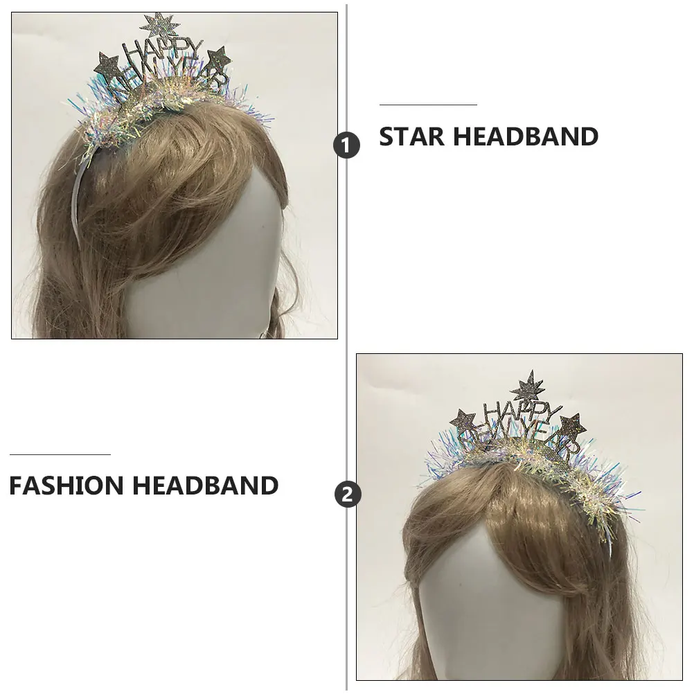 

2pcs New Year Hair Band Silver Star Design Headbands for Women Kids Party Festival Costume Accessories Durable Fashion Photo