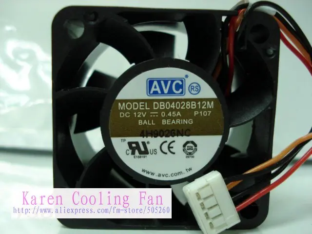 New Original AVC DB04028B12M  4028 12v 0.45a 3Wire 40*40*28mm cooling fan