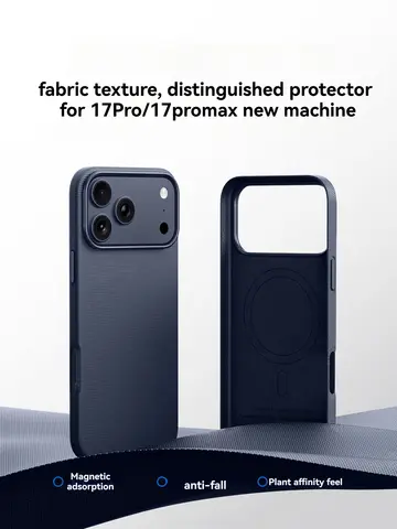 Suitable for 17Promax Technical Fabric Phone Case with Camera Control Buttons, New 17Pro Magnetic Suction Animation Canvas Texture Protective Case