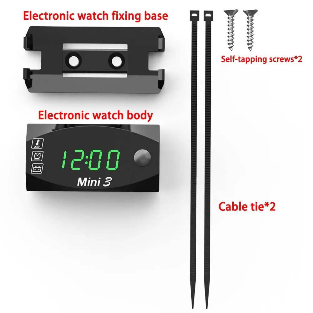 Waterproof Universal Digital Display ABS Three-In-One Motorcycle Electronic Clock Voltmeter LED Watch Thermometer