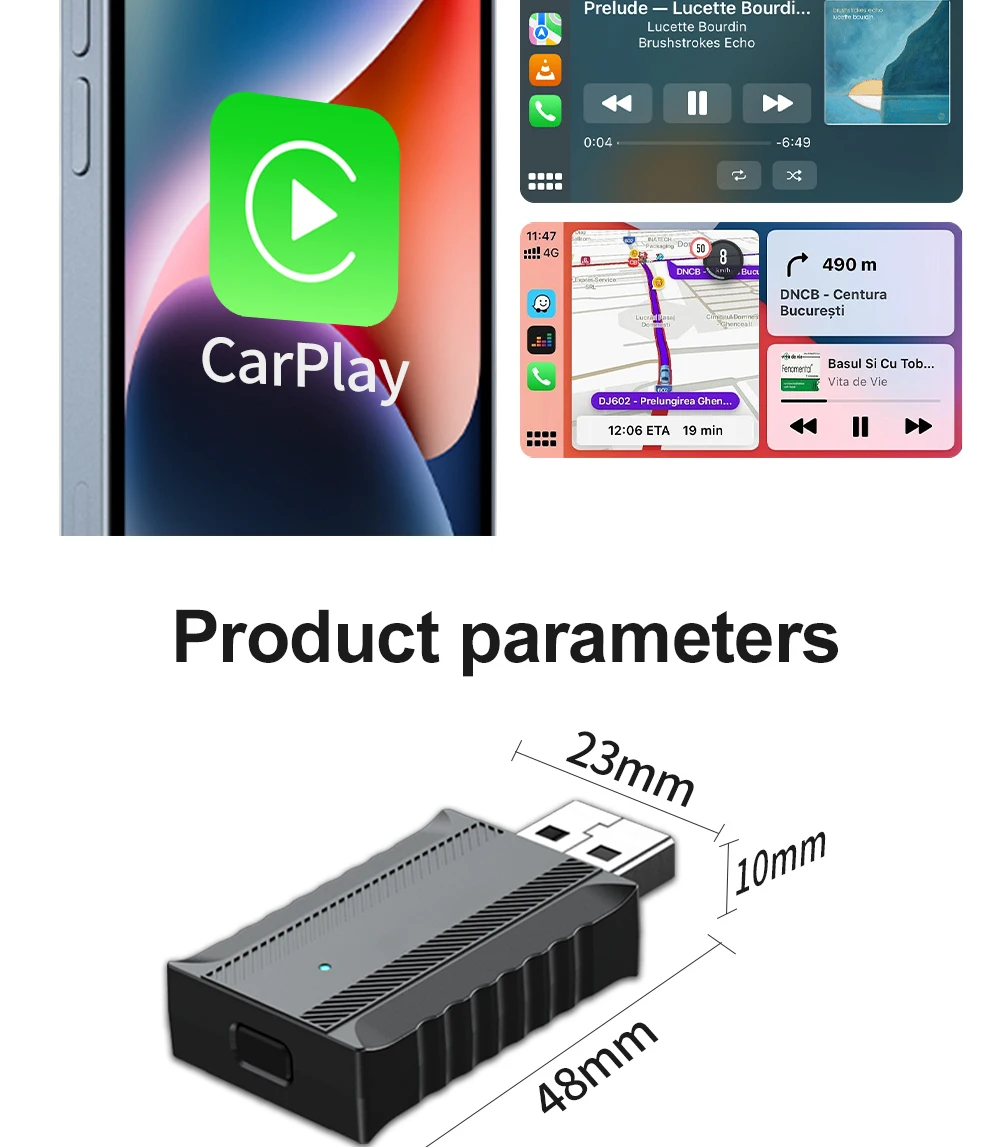 X-YUNS 2026 2-in-1 Kabelgebundener zu Kabelloser CarPlay und Android Auto Mini-Adapter 5GHz WiFi5 für 99% der Original Kabelgebundenen CarPlay/Auto-Fahrzeuge – Detail 13