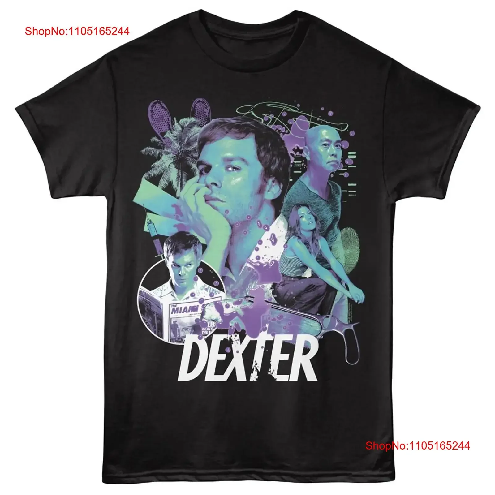 DEXTER MORGAN T Shirt NEON COLLAGE TV Show New Mens Official Black Merch vintage Washed Slightly designer clothes fashion